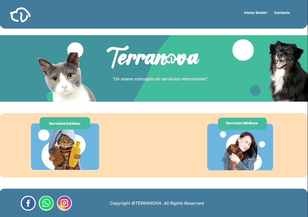 Vista previa del proyecto Sitio Web Veterinaria (& App de Citas)
